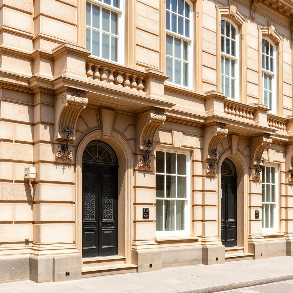 Restored heritage stone facade